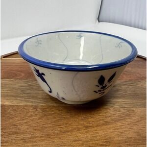 Blue White Ceramic Bowl Asian Inspired Floral Design Kitchenware